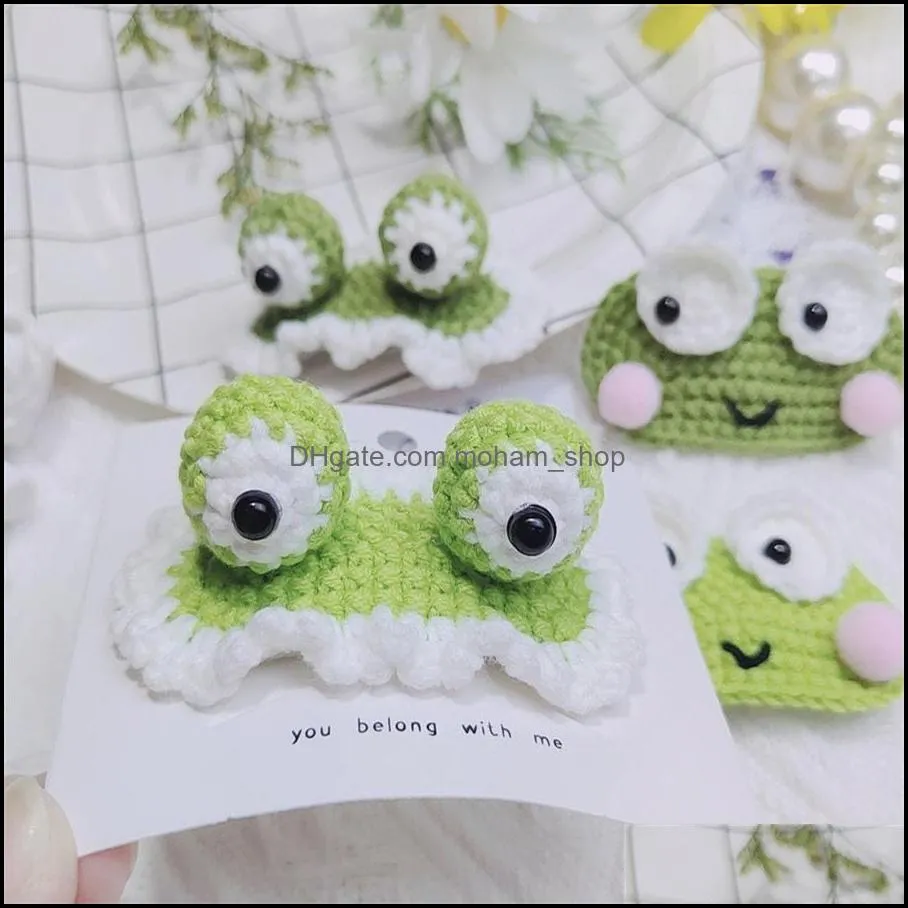 party favor korean version of the handmade crochet cute little frog big eyes children baby knitted bb clip side crochet