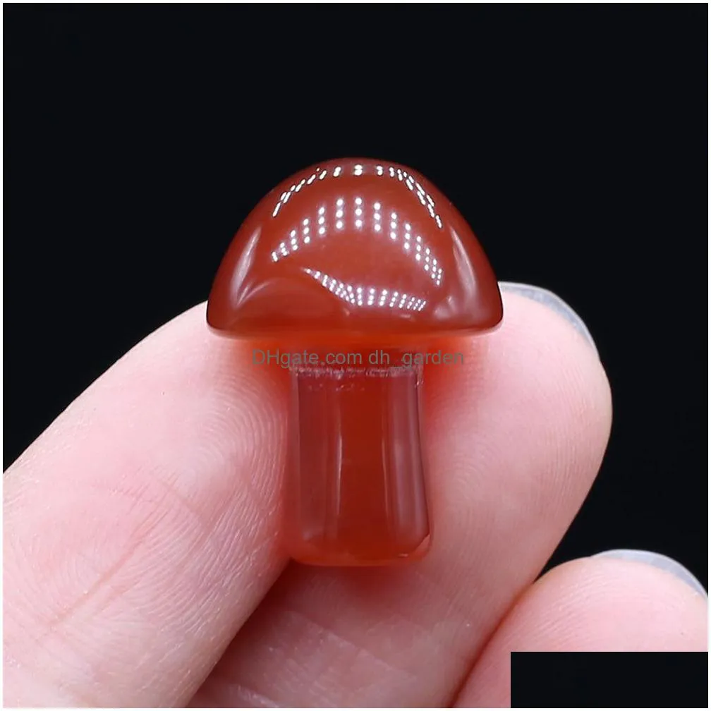 fashion semiprecious stone glass crystal ornament mushroom charm loose beads for plant decoration