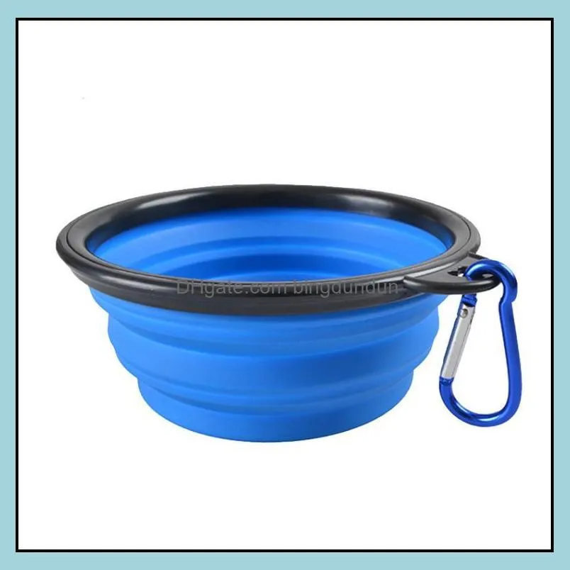dog bowls folding silicone travel portable collapsible soft puppy doggy food container for pet cat water feeding sn4724