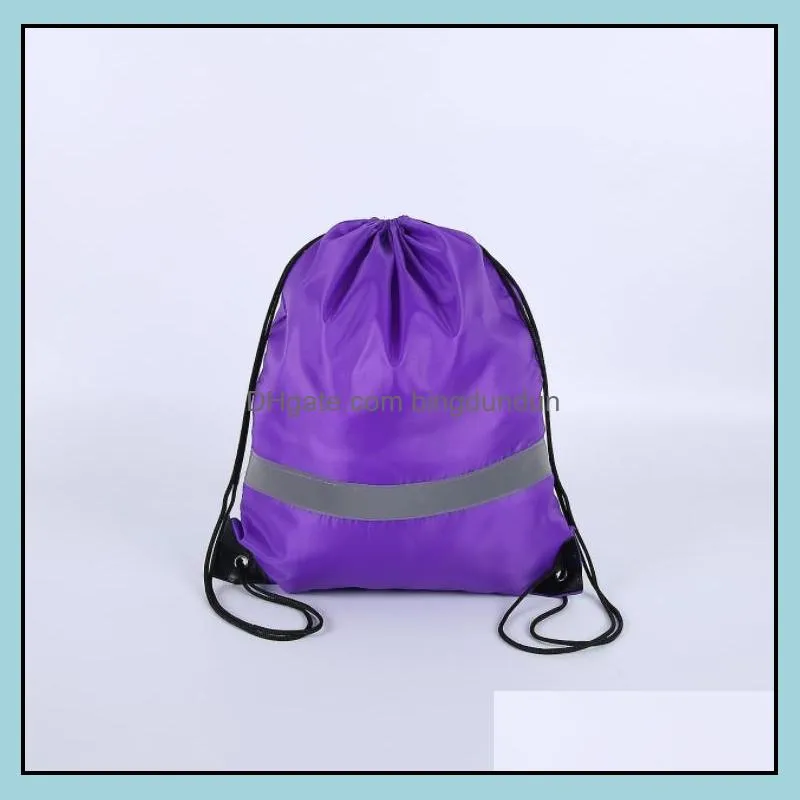 drawstring backpack bag with reflective strip cinch sack backpack for school yoga sport gym traveling sn4678