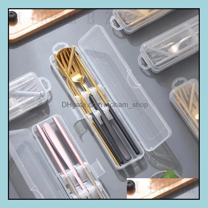 5pcs/set flatware set 304 stainless steel cutlery set japanese multipurpose tableware set spoon fork chopsticks sraw brush kd1901