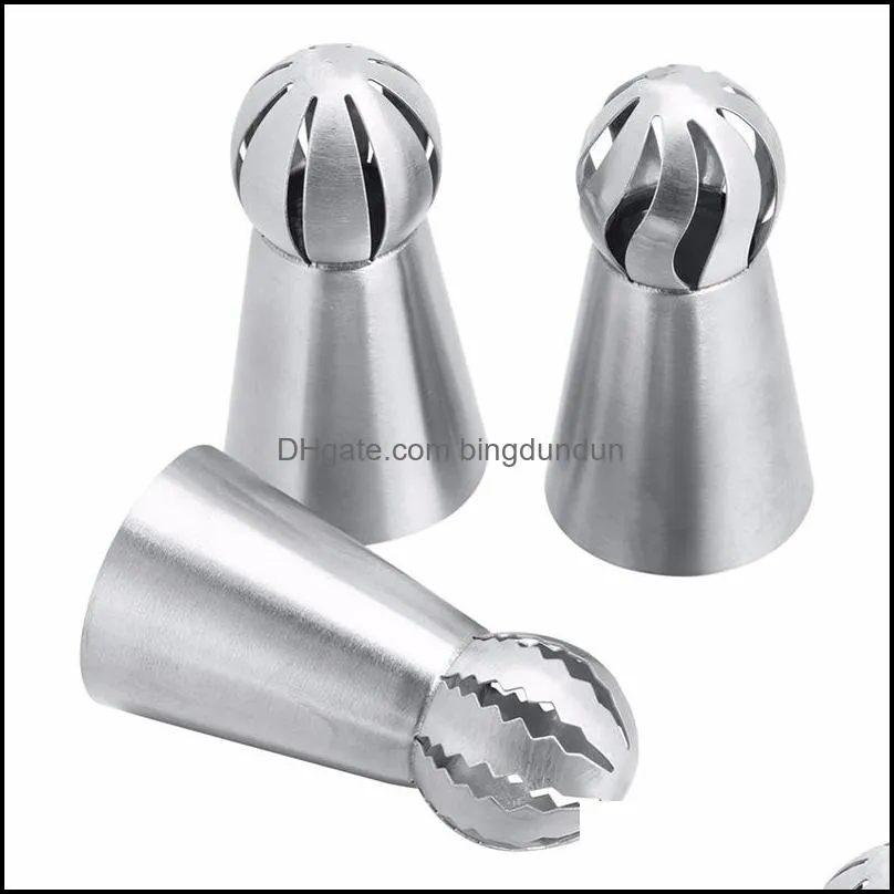 3pcs/set cake icing nozzles russian piping tips lace mold pastry decorating too steel kitchen baking pastry tool wholesale 545 s2