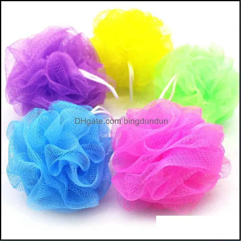 100pcs multi colors 15g bath shower sponge pouf loofahs nylon mesh brush shower ball lace edge mesh bath 1208 v2