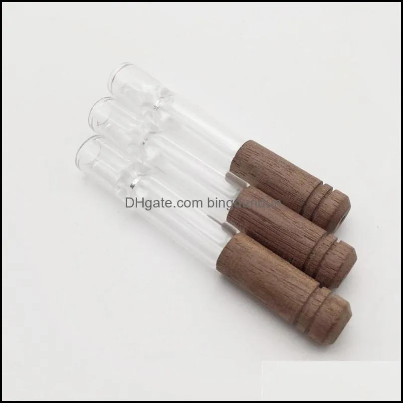84mm portable hookah clear glass wood cigarette holder smoking accessories adult fashion pipe high quality 10 5mla g2