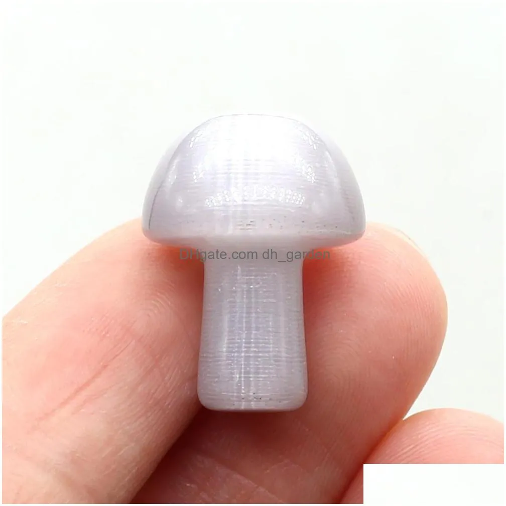 random color mini mushroom plant statue glass cats eye stone carving home decoration polishing gem