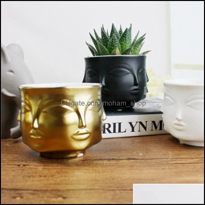 human face planters pots flowerpot ceramics floral vase modern succulent plants storage tank home man and women contracted style 15