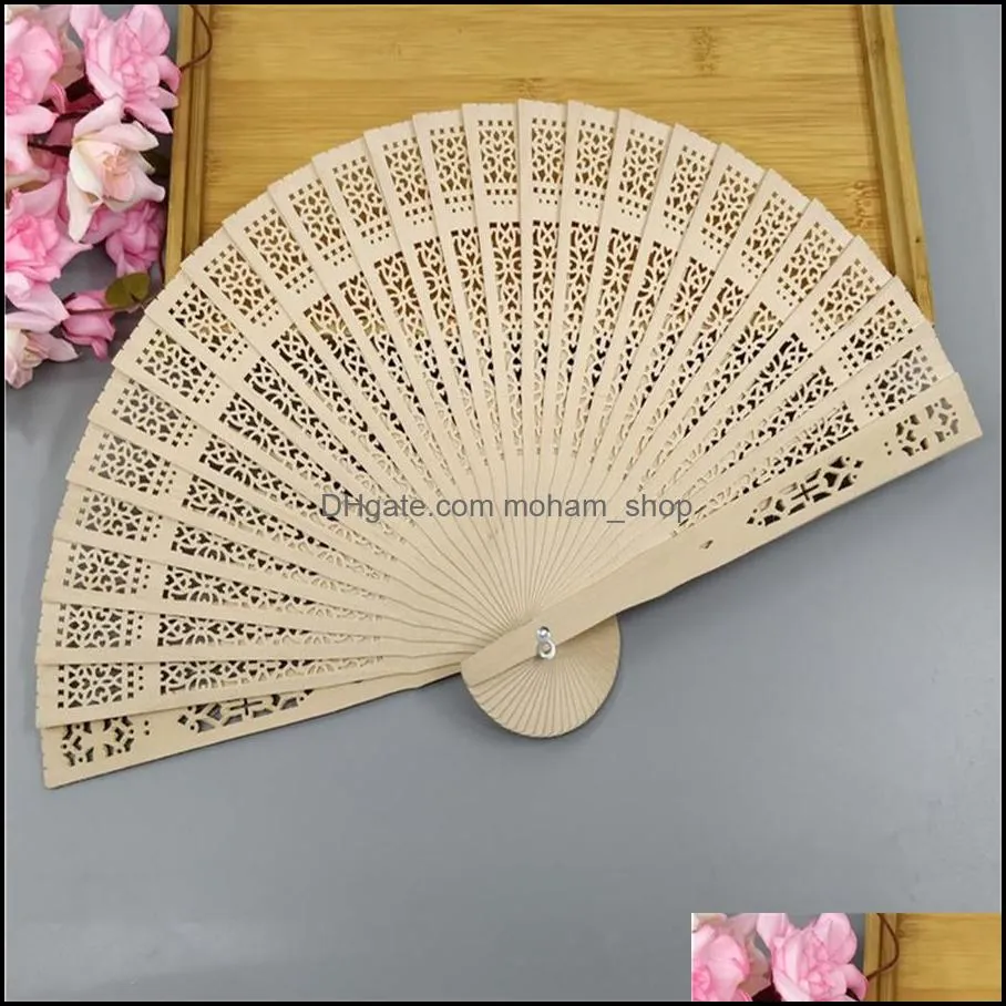 arts and crafts custom logo chinese wood fragrance fan bridal wooden hollow craft handheld folding fan wedding birthday gift