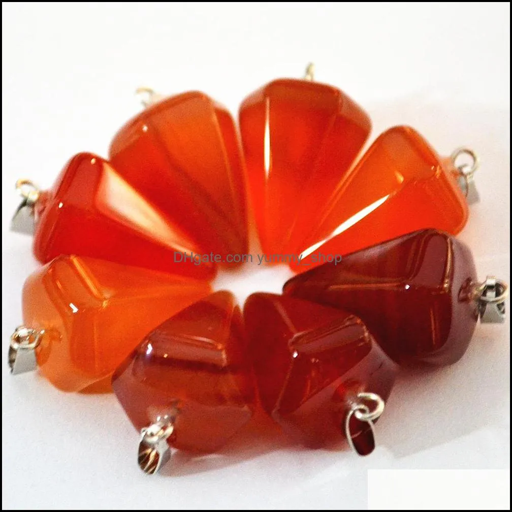 fashion natural stone pyramis shape pendants charms red carnelian onyx for necklace jewelry making