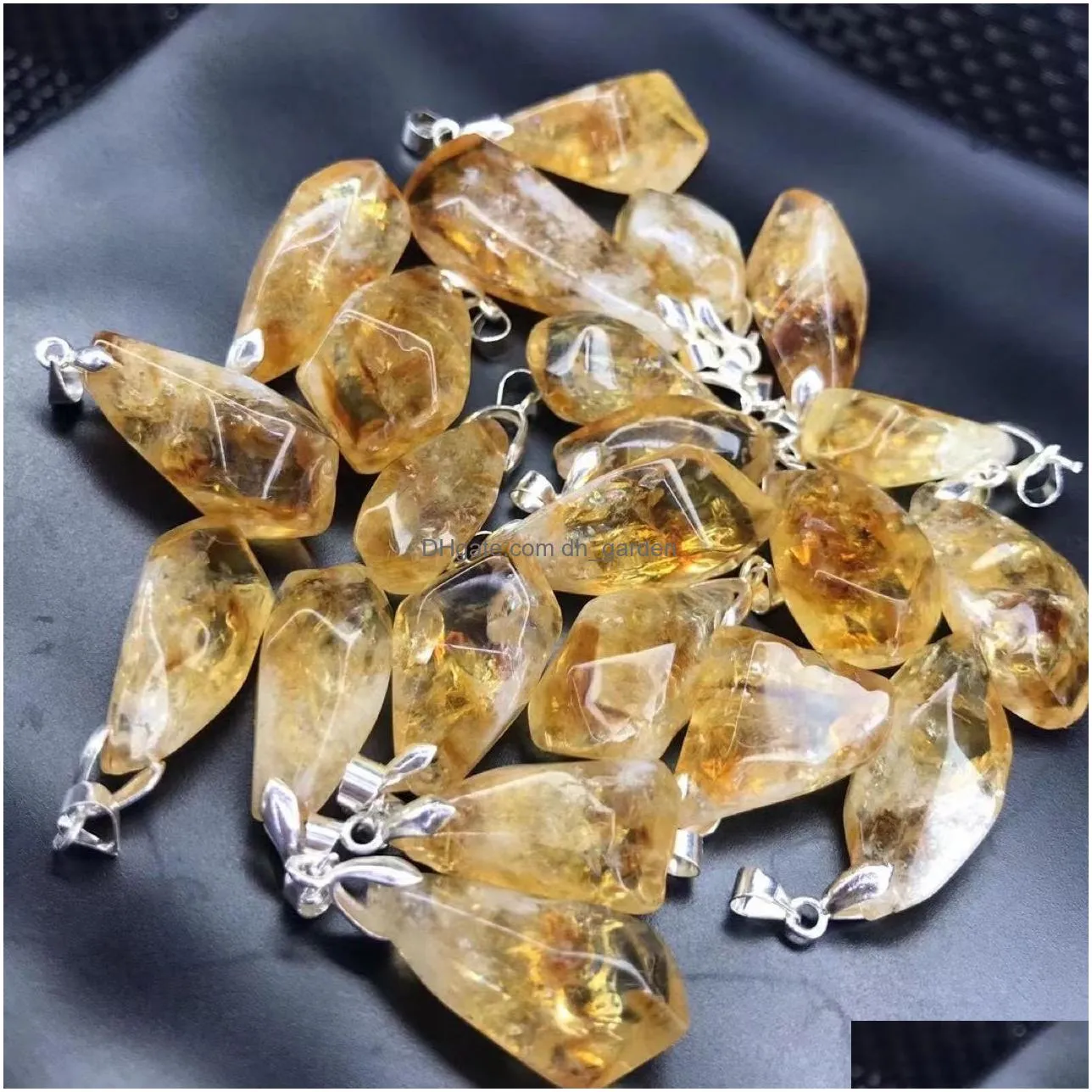 natural citrine stone charms irregular yellow druzy raw ore crystal pendants diy earrings jewelry making accessories wholesale