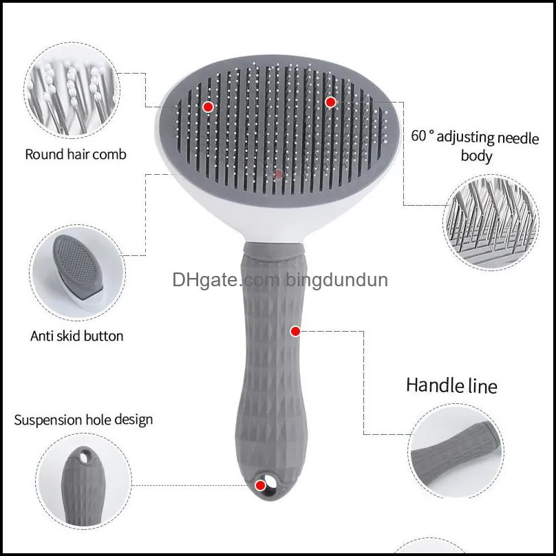 dog grooming hair removal comb brush stainless steel cats combs automatic nonslip brushes for dogs cleaning supplies