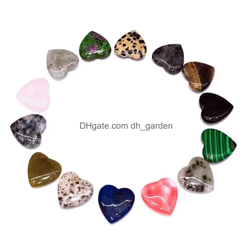 20mm natural crystal stone heart shape crafts fashion chakra square aventurine black rose quartz stones charm for jewelry making