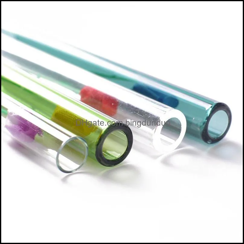 colour transparent smoking pipe straight flower fruit juice straw tube glass pipes 100mm love rose smokethick home 1 2jl