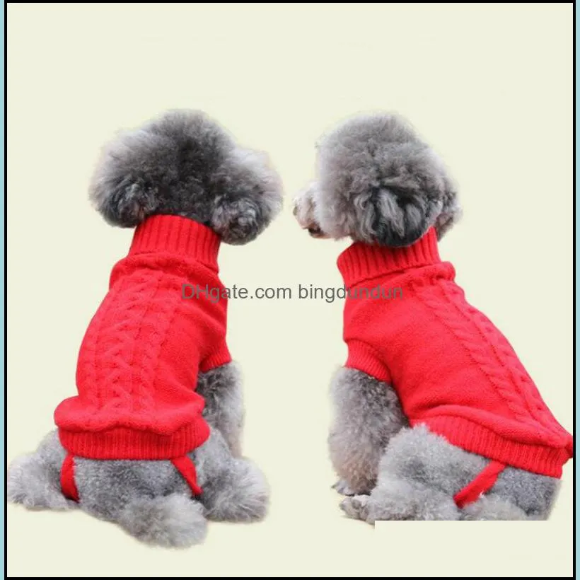 warm dog apparel winter knitted clothes for small medium puppy pet sweater supplies