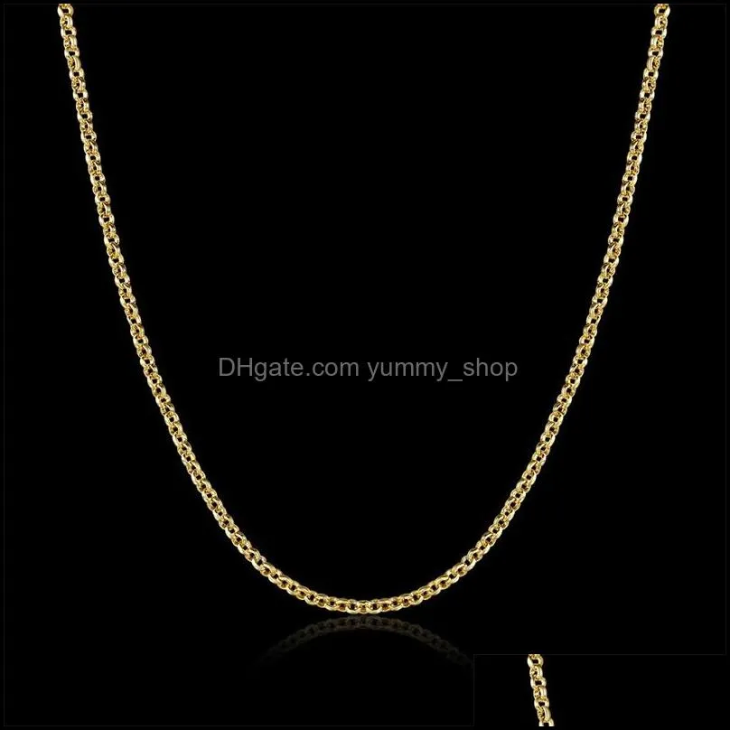 high quality 18k gold plated rolo chains necklaces fashion 1.5mm 18 inch diy pendant brass necklace fine jewelry for women girls 326
