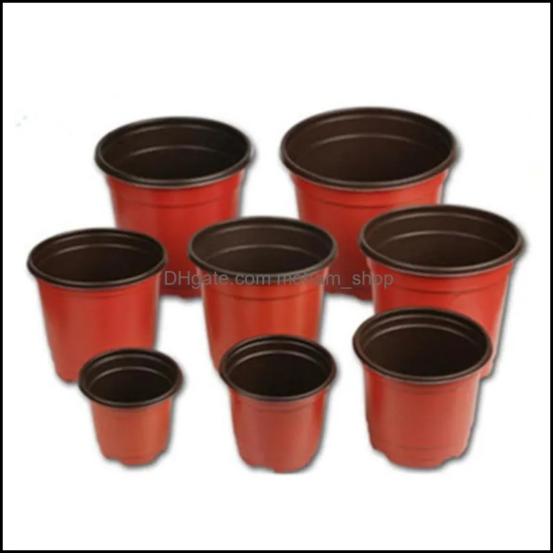 double color flower pots plastic red black nursery transplant basin unbreakable flowerpot home planters garden supplies 0 17hy7 bb