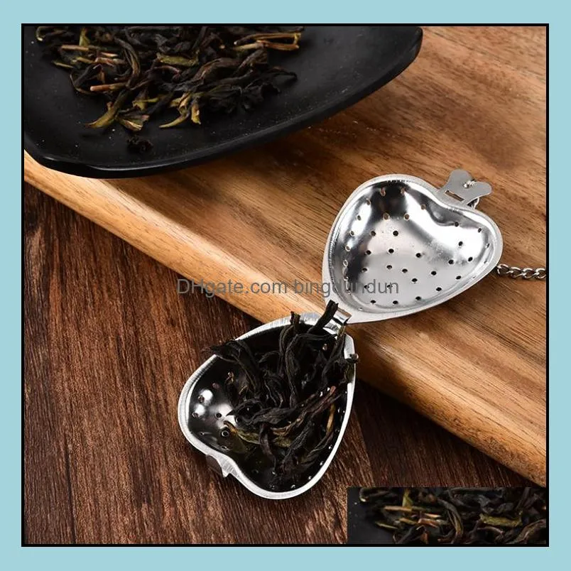 stainless steel silver heart tea strainer ball infuser filter herb steeper high quality tea infuser sn903
