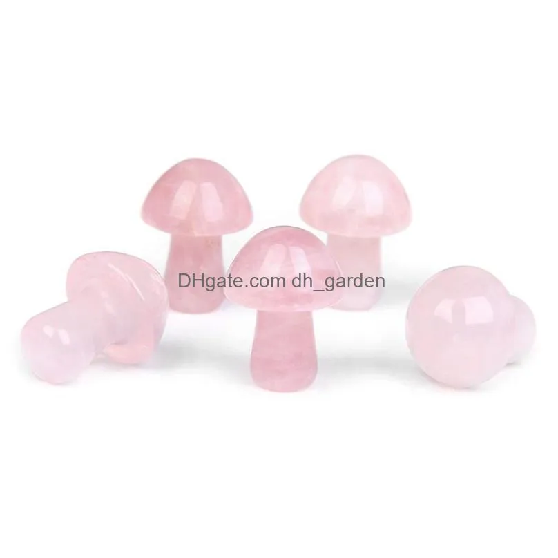 2cm cute rose quartz mini mushroom plant statue natural stone carving home decoration crystal polishing gem