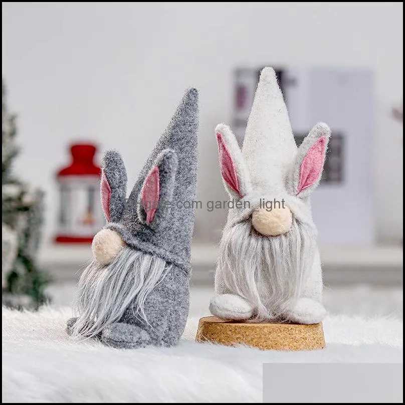 easter rabbit gnome white gray faceless bunny dwarf doll lovers kids easter rabbit toys spring home office table decoration 171 v2