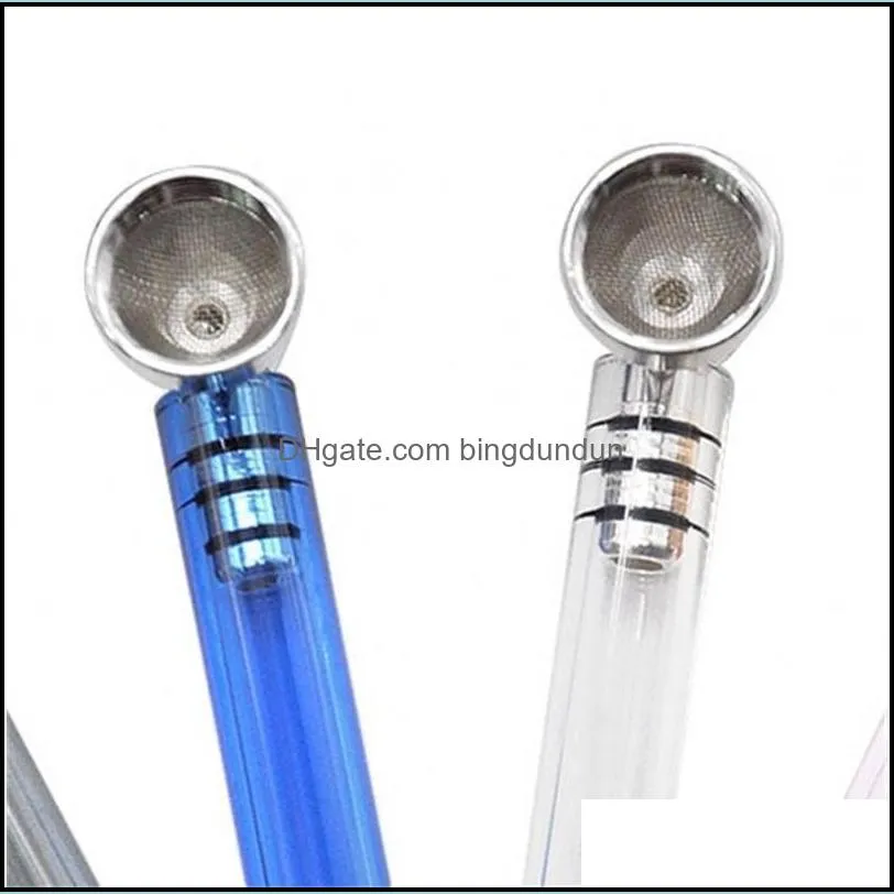 glass straight clear pipes mini metal smoking pipe multi color thick cigarette tube accessories removable portable 4gl g2