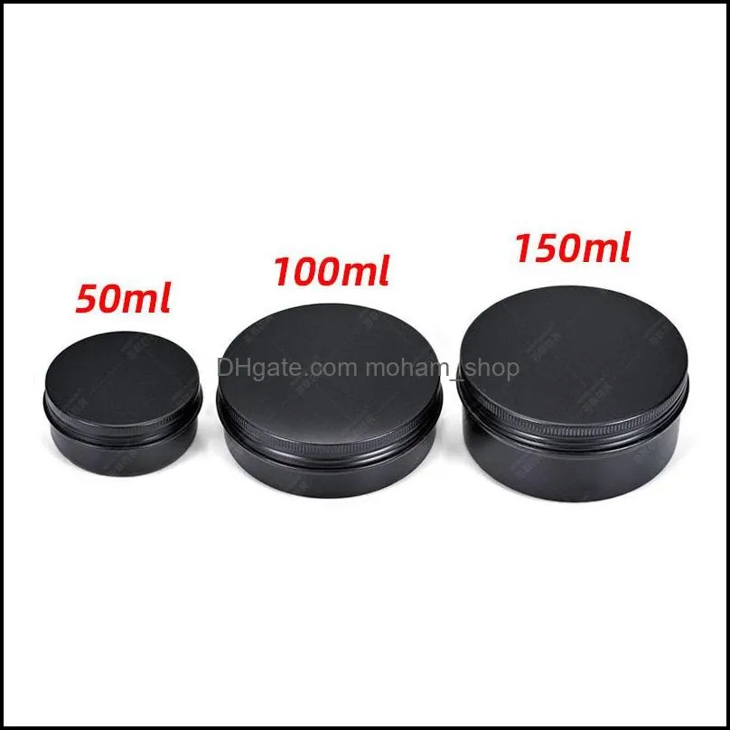 empty case tin aluminum circular black container cosmetic jars helical thread cover organizers can metal makeup candy snacks 2 2mlc c2