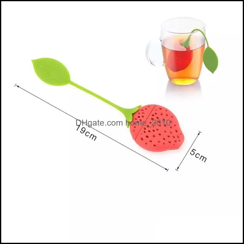 strawberry shape food grade silicone tea infuser strainer filter silica gel tea bag tea filter teas tools cup hanger