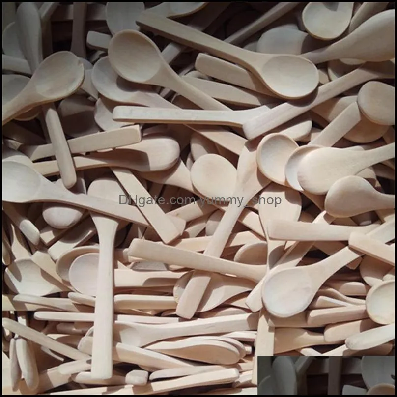 20pcs /lot 5inch wooden spoon ecofriendly japan tableware soup scoop coffee honey tea round head spoon stirrer 381 r2