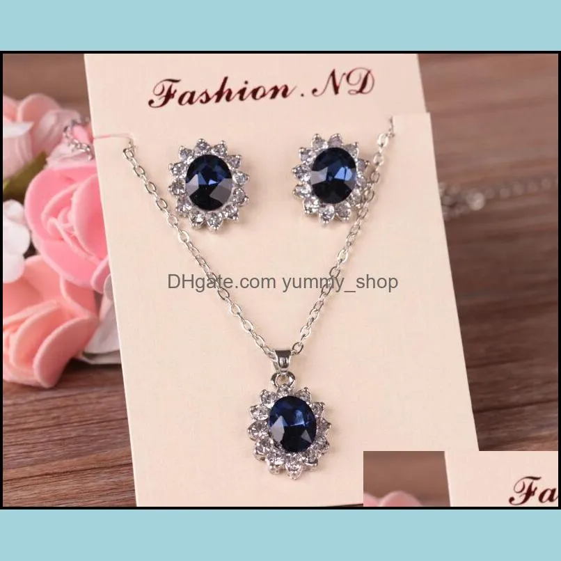 wedding jewelry sets for brides plated crystal stone necklace earrings set african party jewelry sets