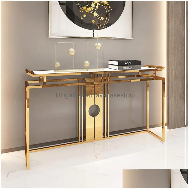 living room furniture chinesestyle luxury stainless steel marble porch table club el side view console cabinet