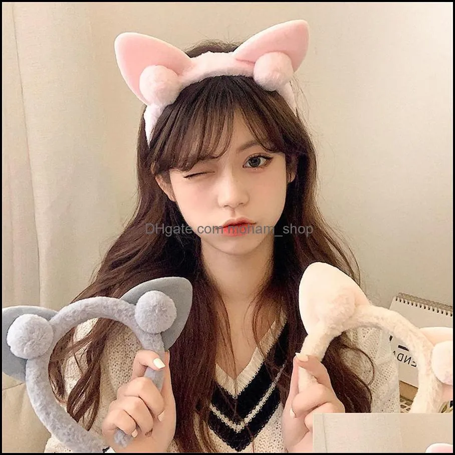 party favor korean net red cute cat ears headband female face wash hairpin plush simple kawaii girl heart hairband headband