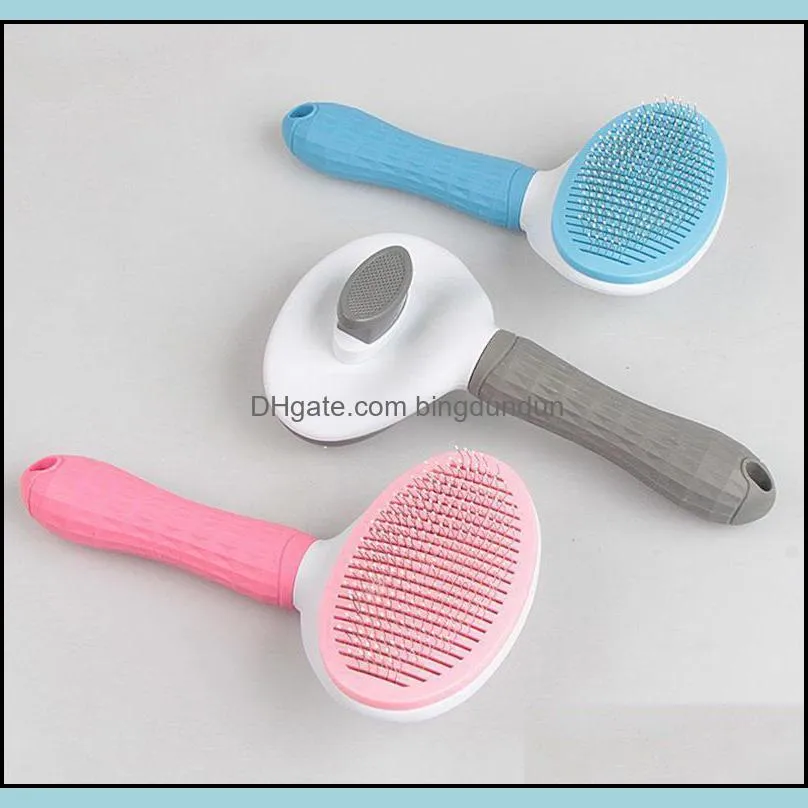 dog grooming hair removal comb brush stainless steel cats combs automatic nonslip brushes for dogs cleaning supplies