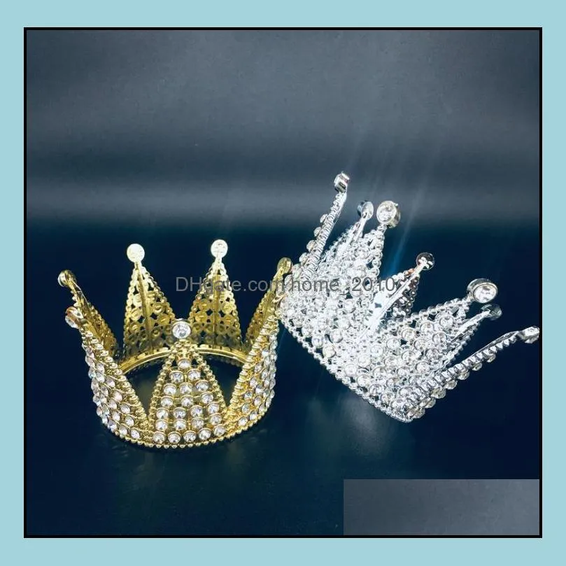 party supplies metal pearl happy birthday cake toppers shining mini crown cakes topper sweet decoration wedding decor sn987