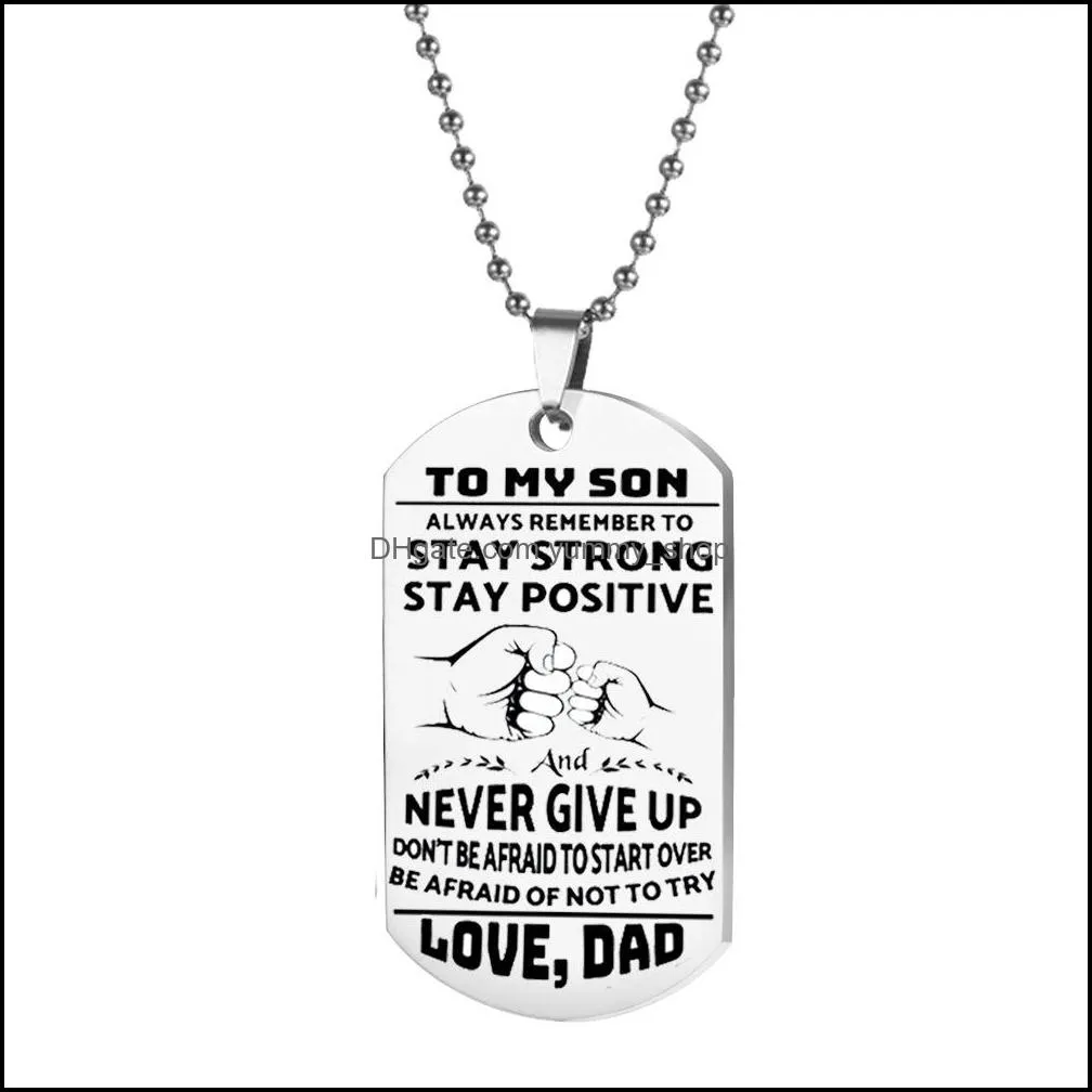 stainless steel tag necklace dad to my son army pendant family jewelry