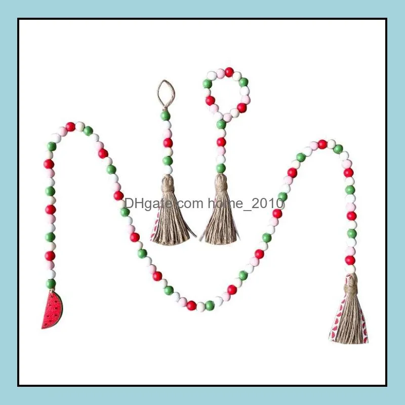 pastoral beaded tassel string colourful wood bead pendant home decor hemp rope tassels wooden beads pendants farmhouse handmade