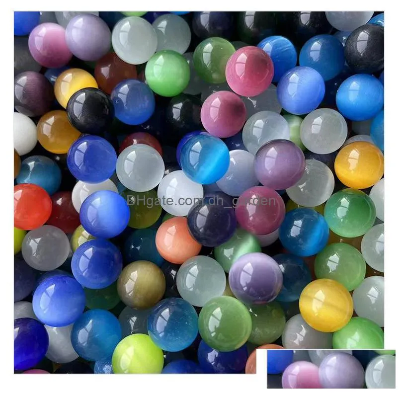 colorful 20mm cats eye crystal round stone ball craft tumbled hand piece stones home decoration ornaments good gifts
