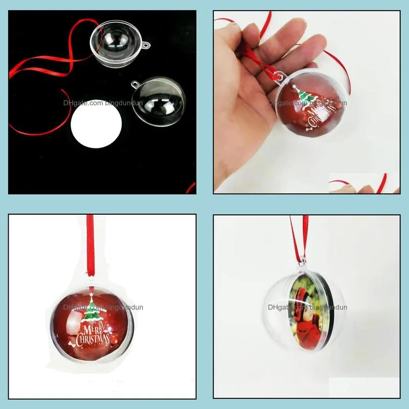 5cm transparent plastic christmas ball hanging pendant oranment hollow balls and sublimation blank mdf ornament xmas decoration sn4209