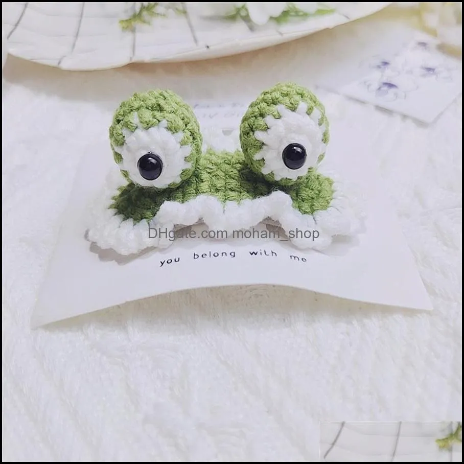party favor korean version of the handmade crochet cute little frog big eyes children baby knitted bb clip side crochet