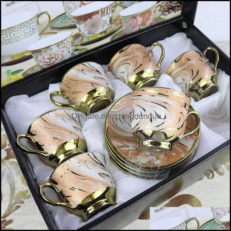 europe noble bone china coffee cup saucer spoon set 50ml luxury ceramic mug porcelain tea cafe party drinkware