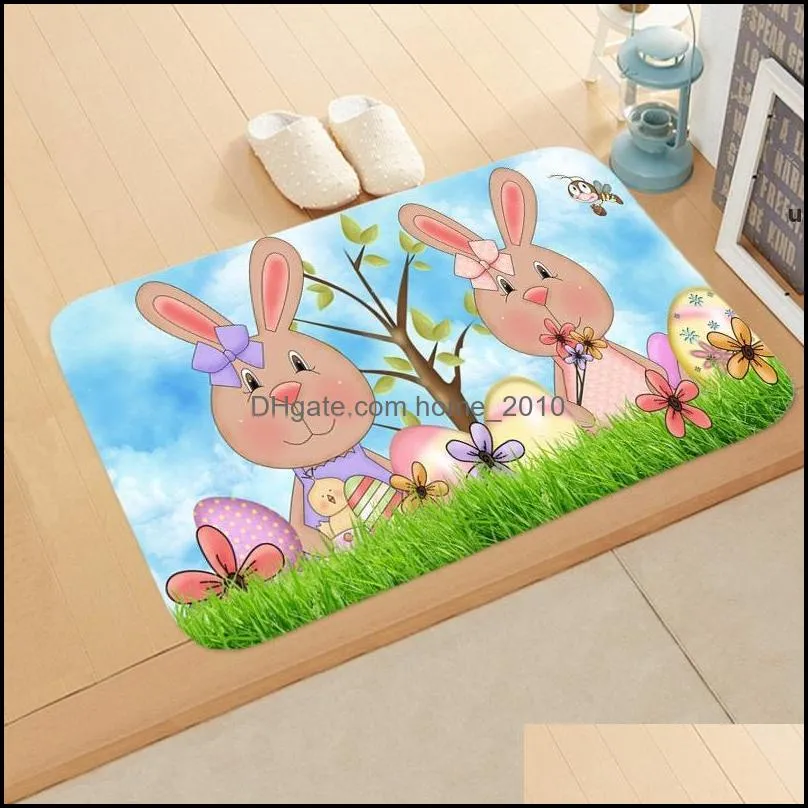 happy easter carpets doormat bunny egg pattern floor mat antislip washable bathroom rugs rre11497