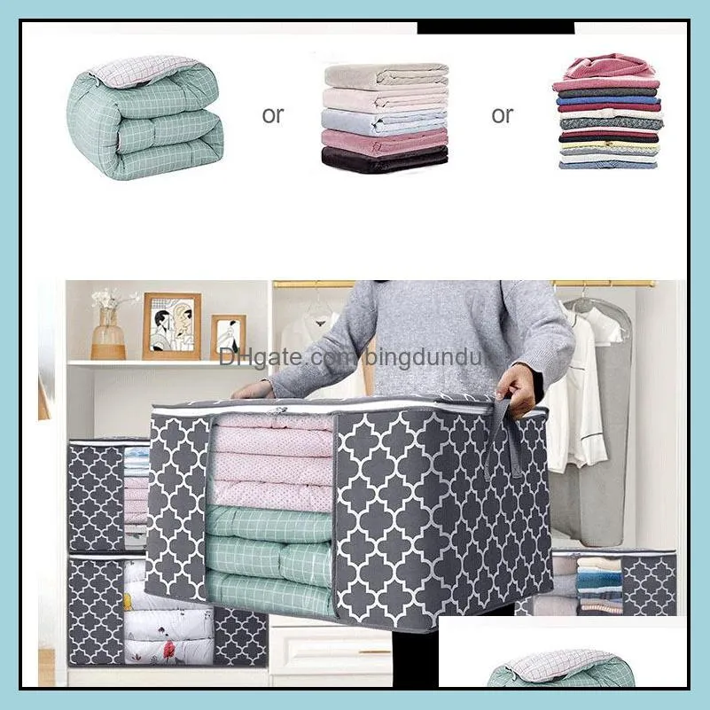 non woven fabric foldable comforter household clothing storage bag dustproof quilt organizer housekeeping supplies