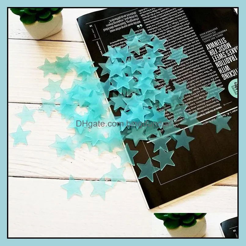 kids bedroom fluorescent glow in the dark stars wall stickers luminous sticker color 100pcs/pack wholesale price