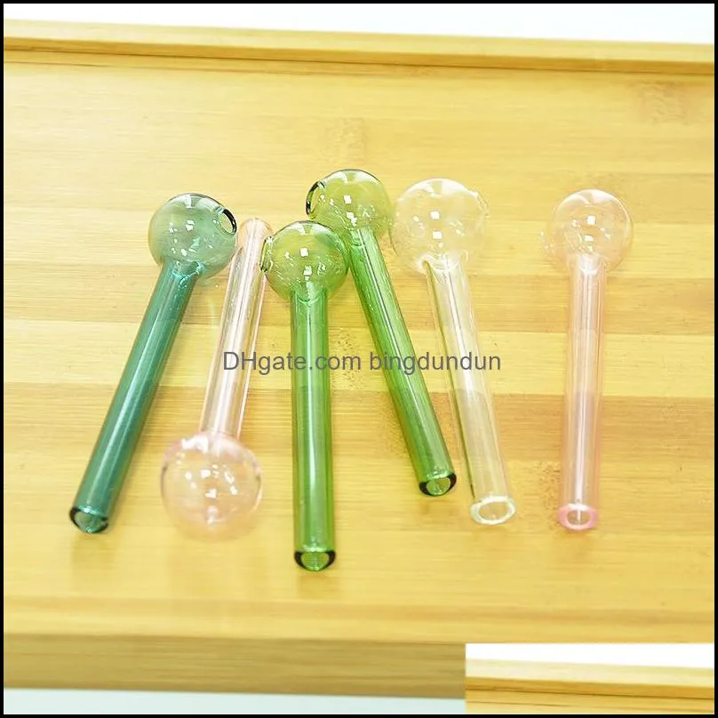 qbsomk 10cm est colorful pyrex glass oil burner pipe glass tube smoking pipes tobcco herb glass oil nails 396 r2