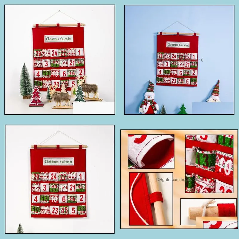 christmas print calendar bag festival decorations creative multilayer candy toy storage bag year countdown hang bags parlor ornament