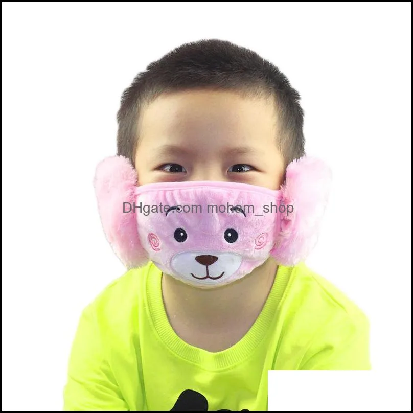  2 in 1 ear protective bear embroidery children mouth mask anti dust face masks fit kids party gifts 2 9jzj e19