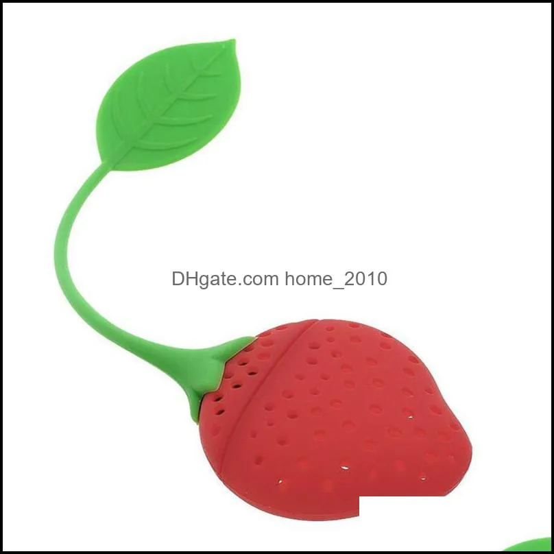 strawberry shape food grade silicone tea infuser strainer filter silica gel tea bag tea filter teas tools cup hanger