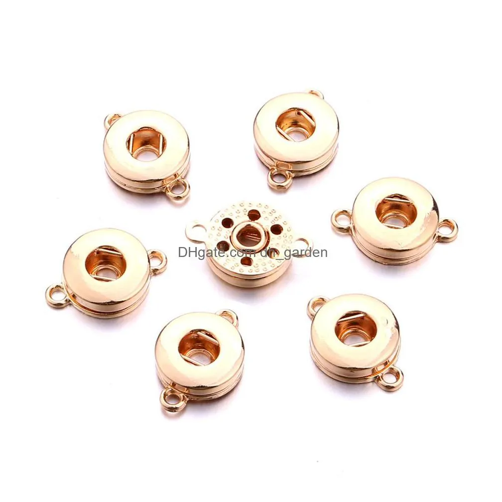 silver gold color 12mm snap button charms connector pendant jewelry making diy necklace earrings bracelet supplier wholesale