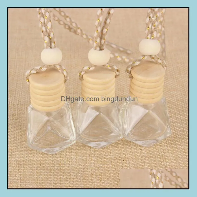 glass car diffuser bottles wooden cap plastic tip perfume fragrance bottles 5ml empty car diffuser glass container sn2382