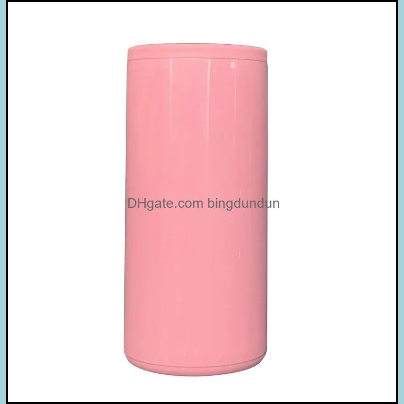 sublimation tumblers can cooler heat transfer slim straight insulator blank double wall stainless steel vacuum coolers diy gift 123 v2