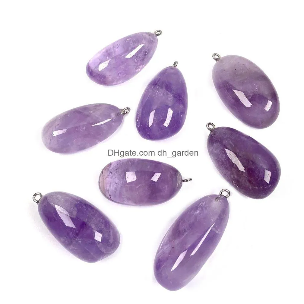 natural stone irregular 2050m amethyst charms crystal pendant for women jewelry making necklace