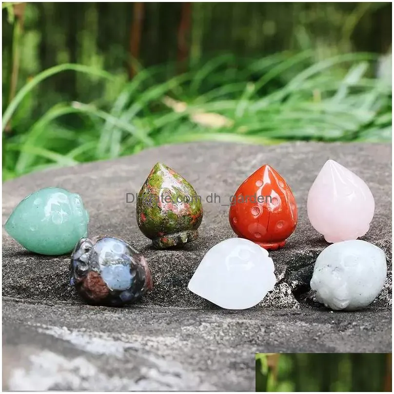 natural crystal stone ornaments carved strawberry craft chakra reiki healing quartz mineral tumbled gemstones hand home decor crafts