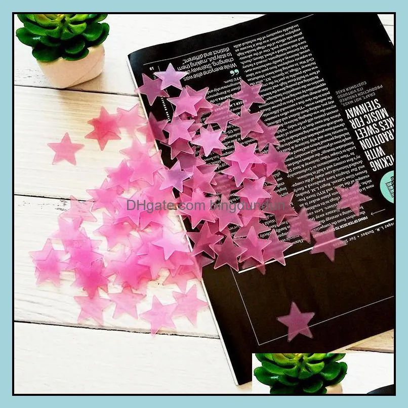 kids bedroom fluorescent glow in the dark stars wall stickers luminous sticker color 100pcs/pack wholesale price